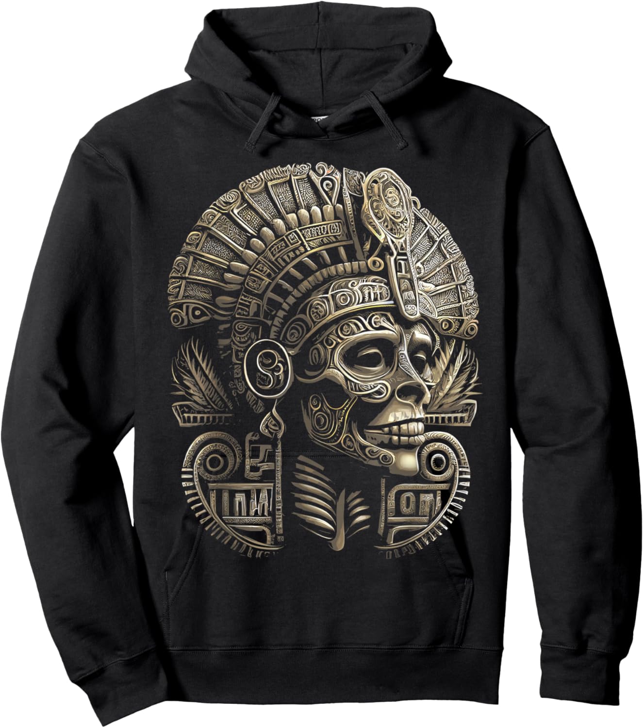 Mexican Mictlantecuhtli Aztec God of Death Skull Hoodie - Hoodie | Black