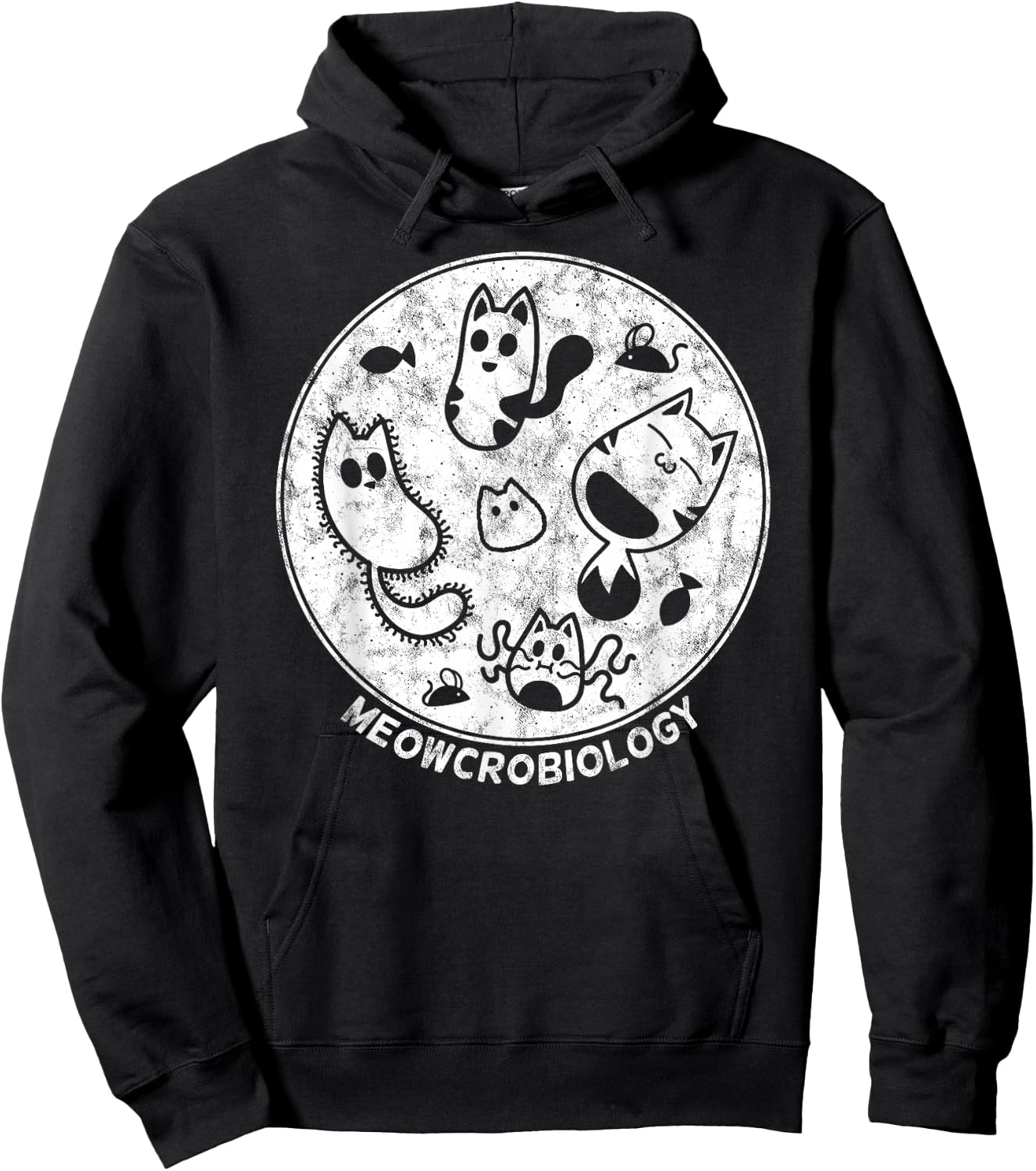 Cute Cat Distressed Bacteria Microbiology Science Lab Small Hoodie - Hoodie | Black