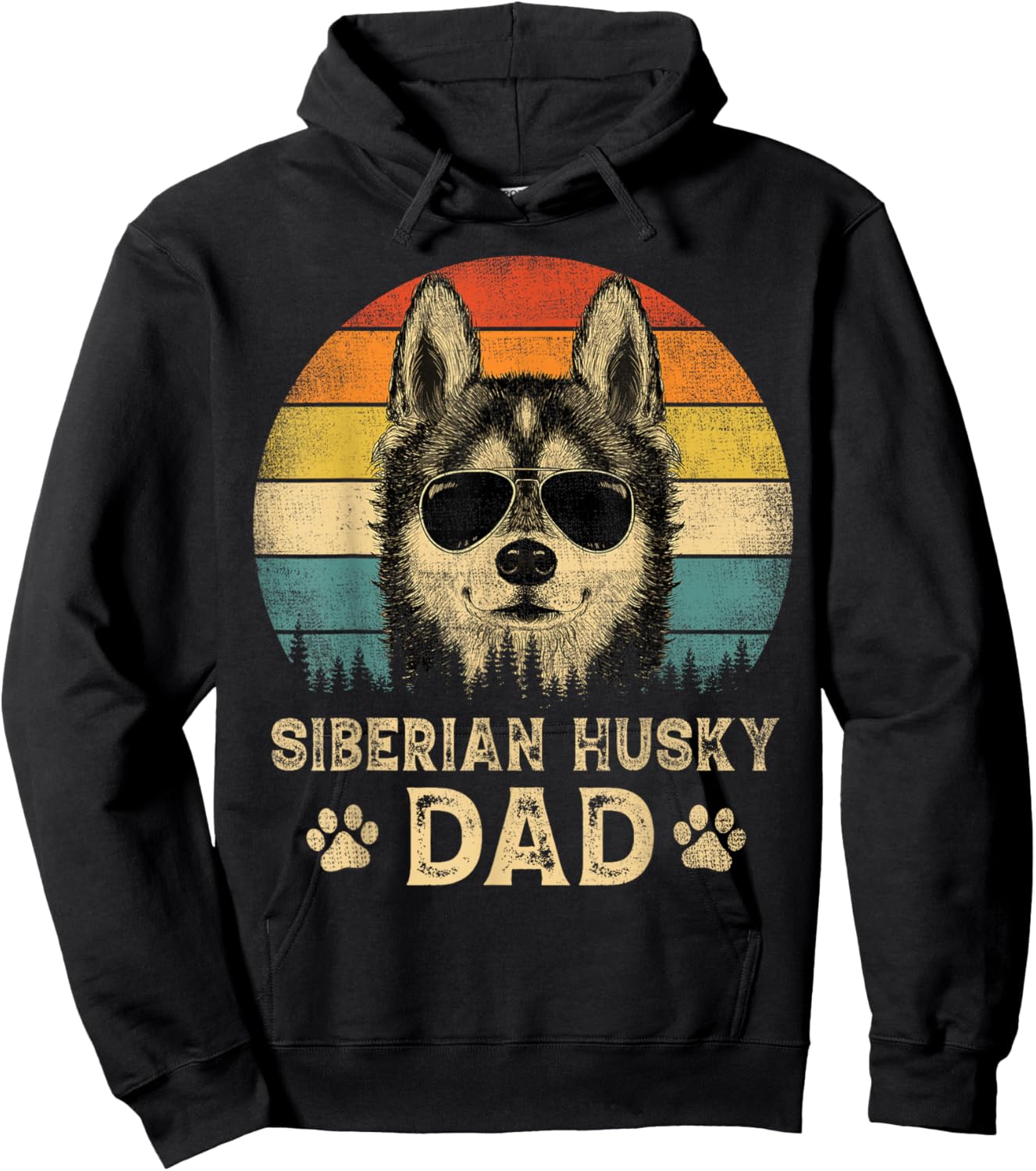 Vintage Siberian Husky Dad Dog Lovers Father's Day Hoodie - Hoodie | Black