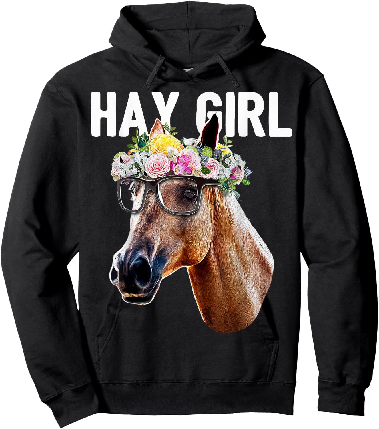 Hay Girl Floral Horse Horseback Riding Equestrian Farm Gift Hoodie - Hoodie | Black