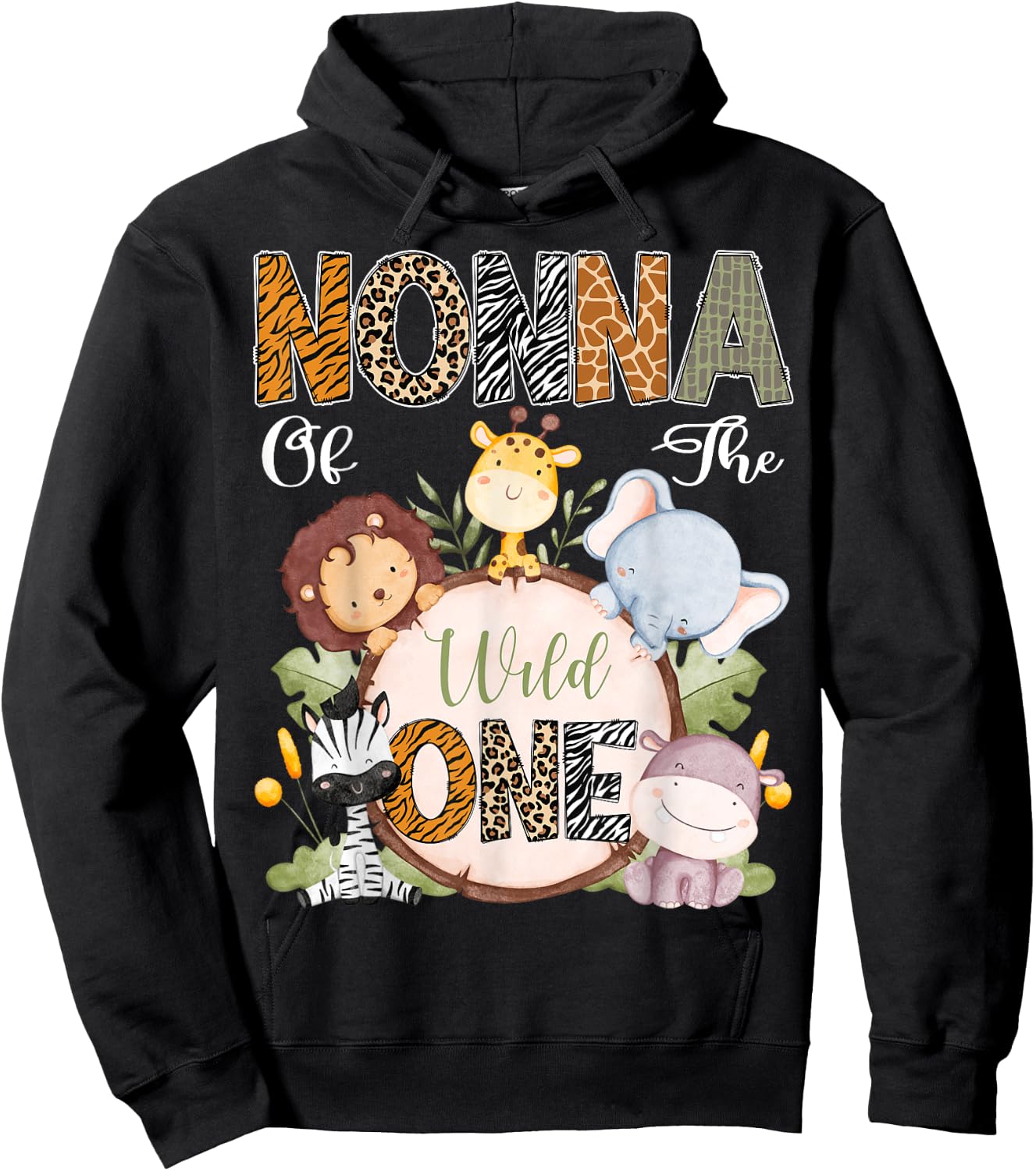 Nonna Of The Wild One 1St Birthday Safari Woodland Hoodie - Hoodie | Black