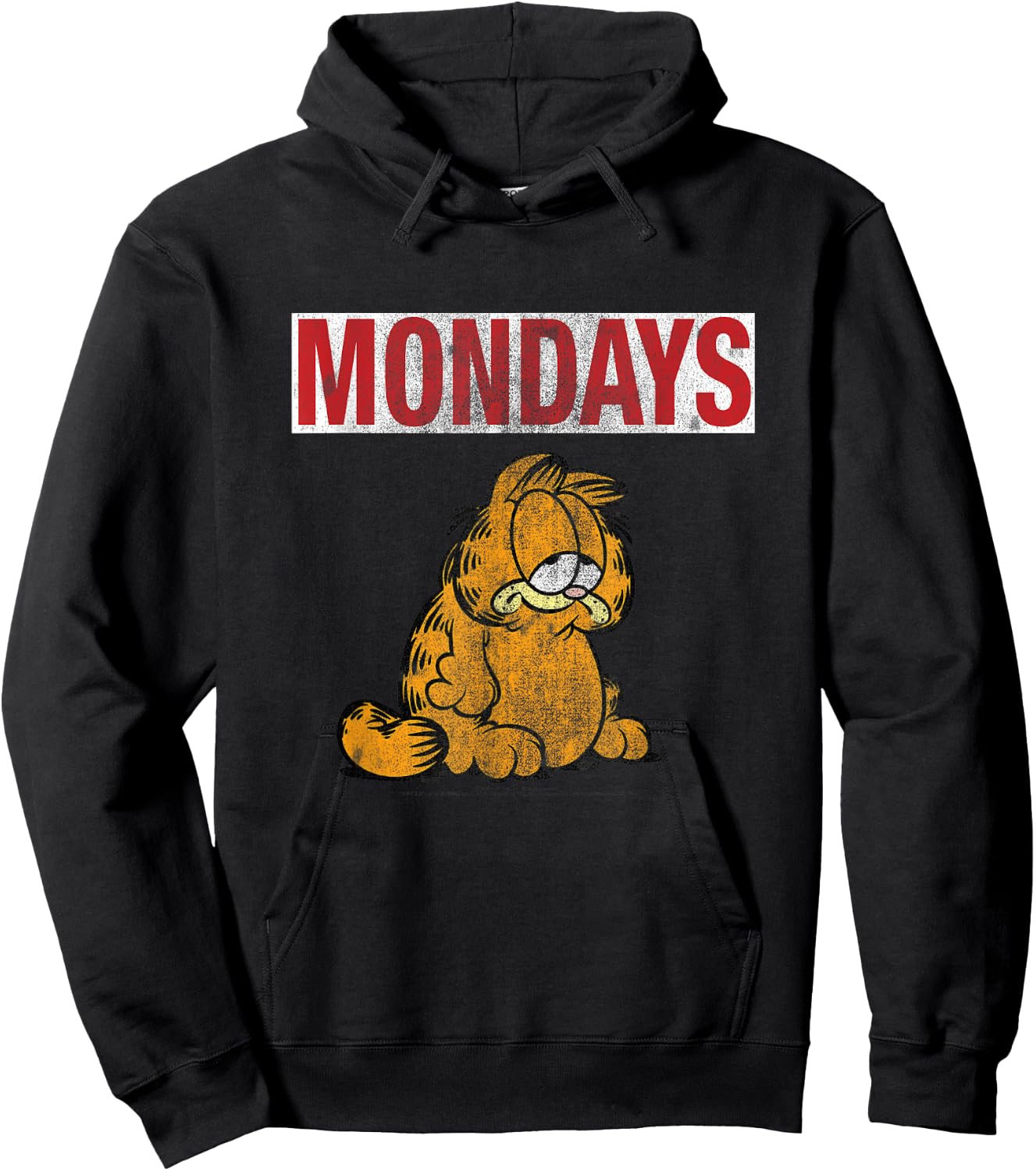 Garfield Hates Mondays Distressed Cat Cartoon Hoodie - Hoodie | Black