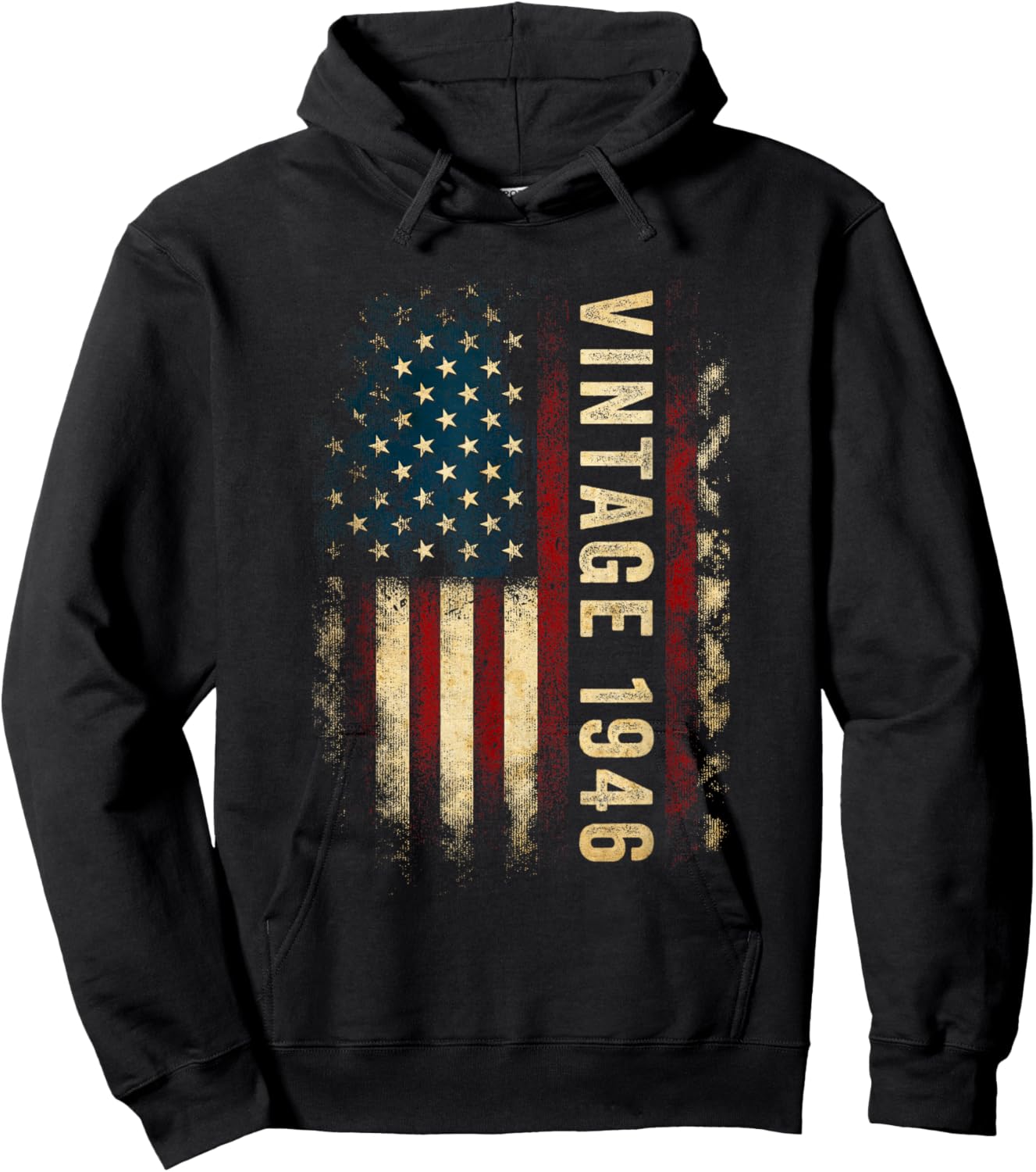 Vintage Made In 1946 American Flag 80th Birthday Gifts Men Hoodie - Hoodie | Black