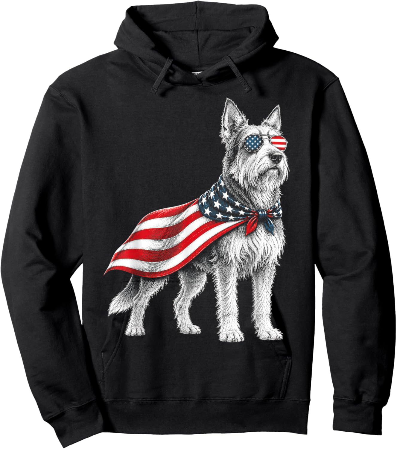 Berger Picard 4th of July US American Flag Dog Patriotic Hoodie - Hoodie | Black