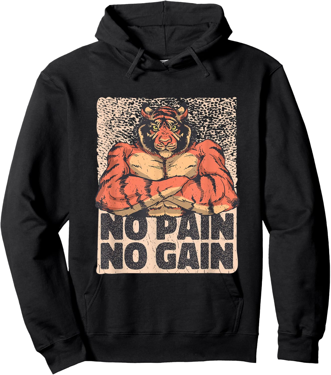Tiger Weightlifting and Bodybuilding - No Pain No Gain Hoodie - Hoodie | Black