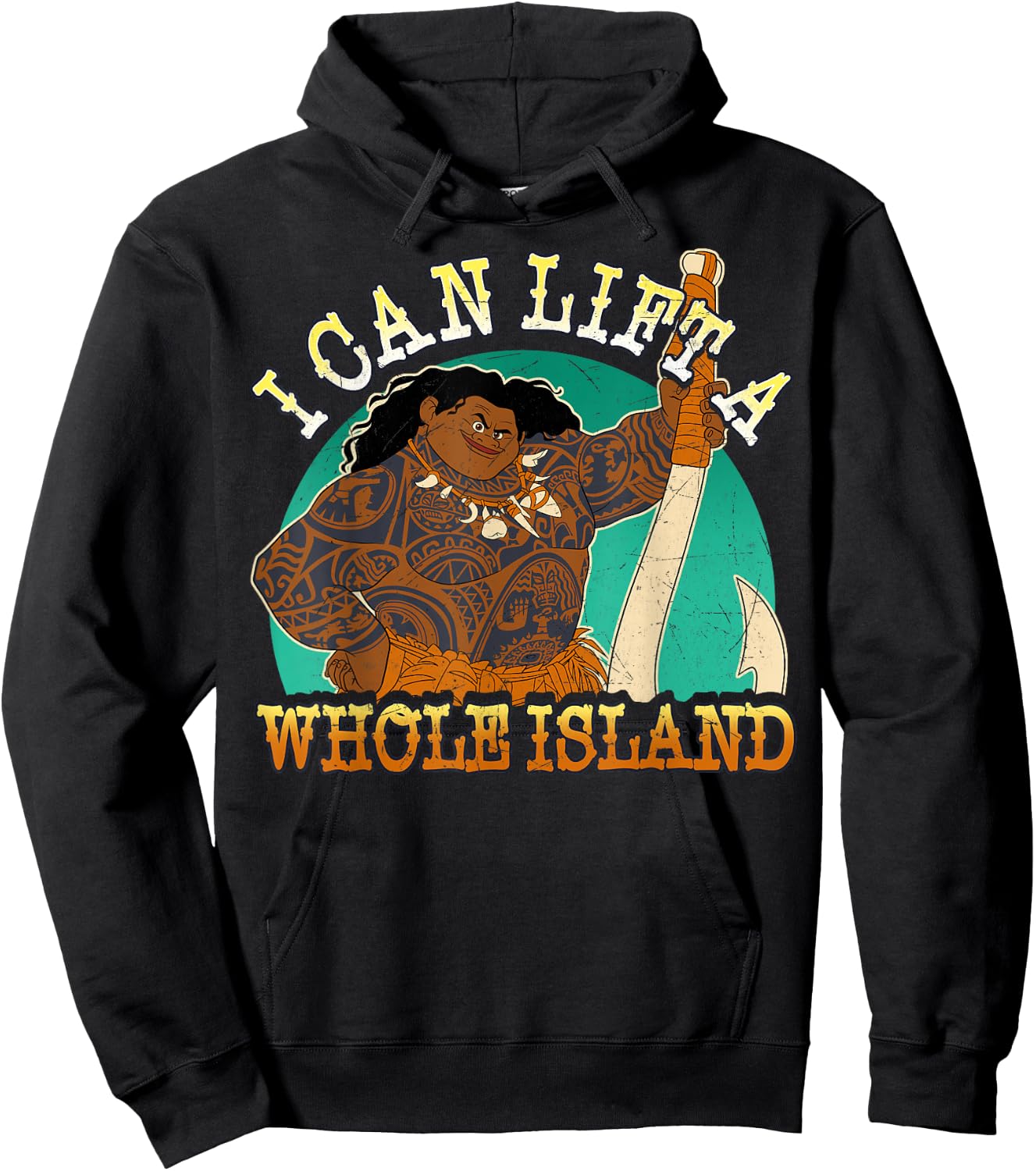 Disney Moana Maui I Can Lift A Whole Island Graphic Hoodie - Hoodie | Black