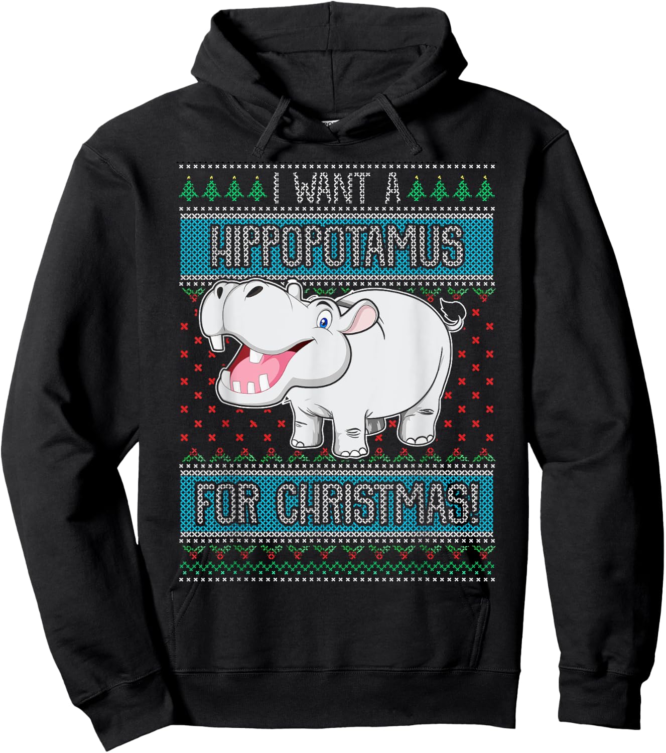 I Want A Hippopotamus For Christmas Hippo Gift Hoodie - Hoodie | Black