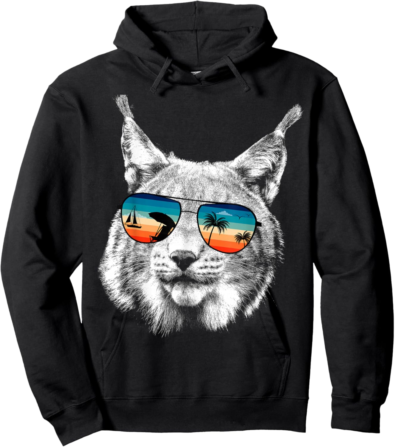 BOBCAT Shirts With Glasses Sunglasses Retro Style Hoodie - Hoodie | Black