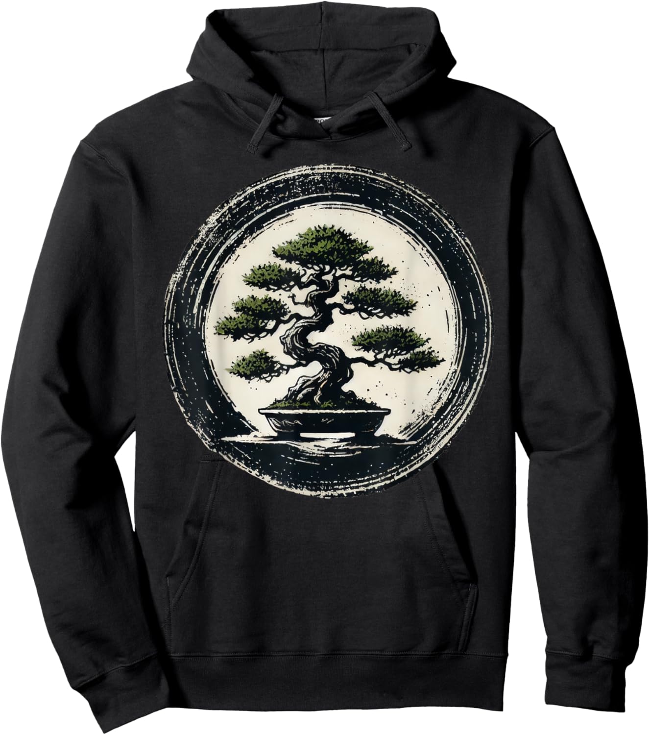 Japanese Bonsai Tree Zen Enso Circle Hoodie - Hoodie | Black
