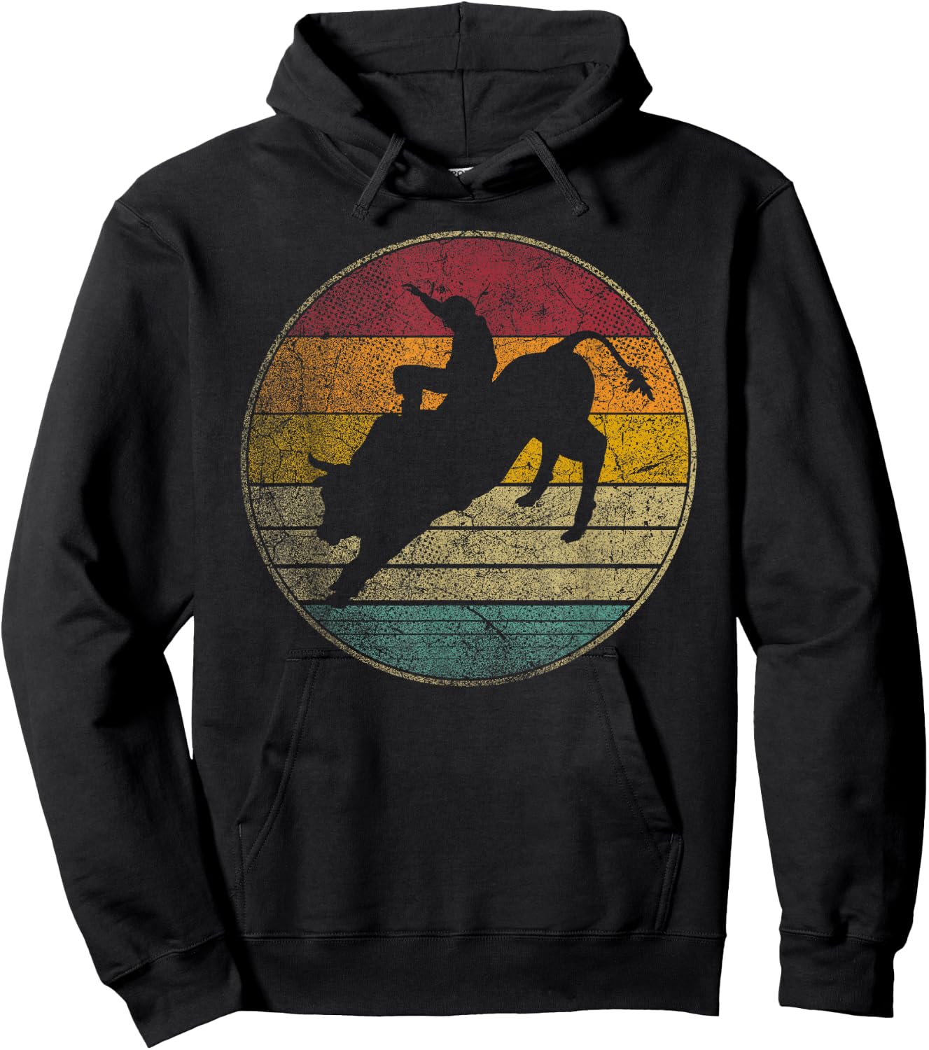 Rodeo Retro Style Bull Riding Cowboy Horse Men Women Kids Hoodie - Hoodie | Black
