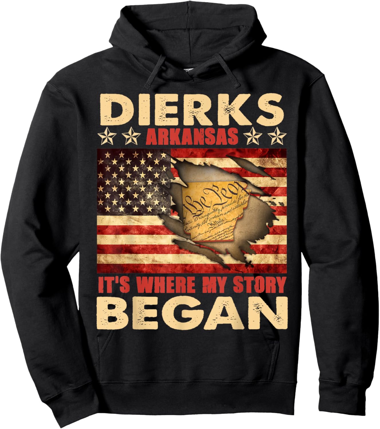 Dierks Arkansas USA Flag 4th Of July Hoodie - Hoodie | Black