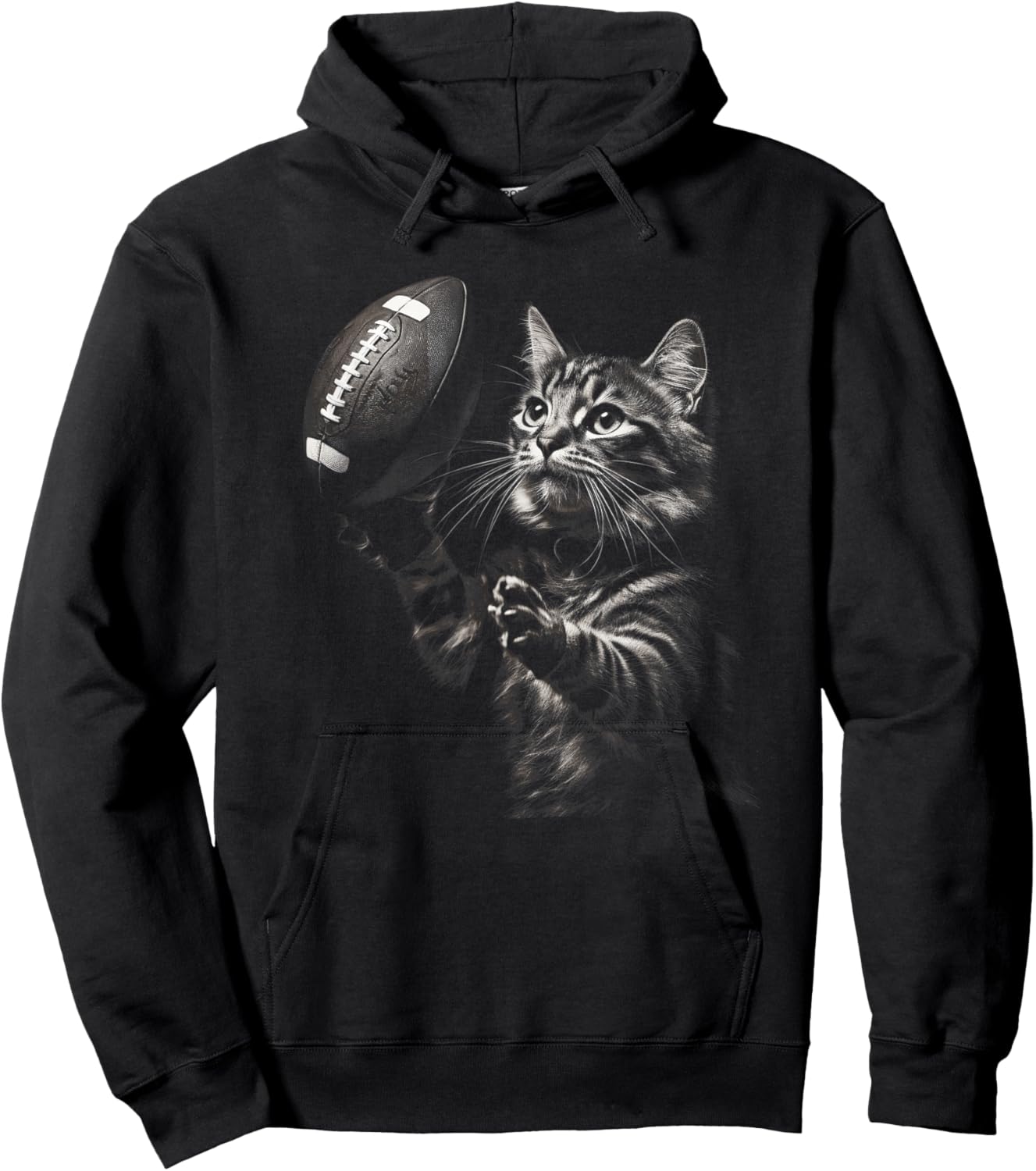 Football Cat Funny American Football Kitten Women Men Kids Hoodie - Hoodie | Black