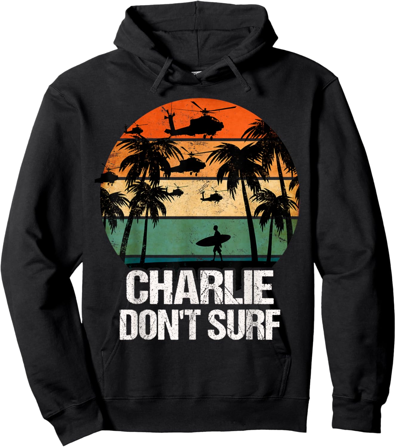 Charlie Dont Surf Helicopter Beach Vietnam Surfer Hoodie - Hoodie | Black