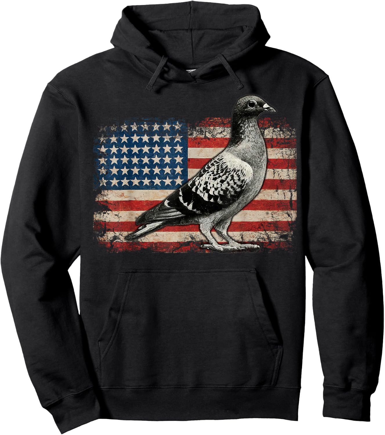 Pigeon Bird 4th of July USA Patriotic Pigeon USA Flag Hoodie - Hoodie | Black