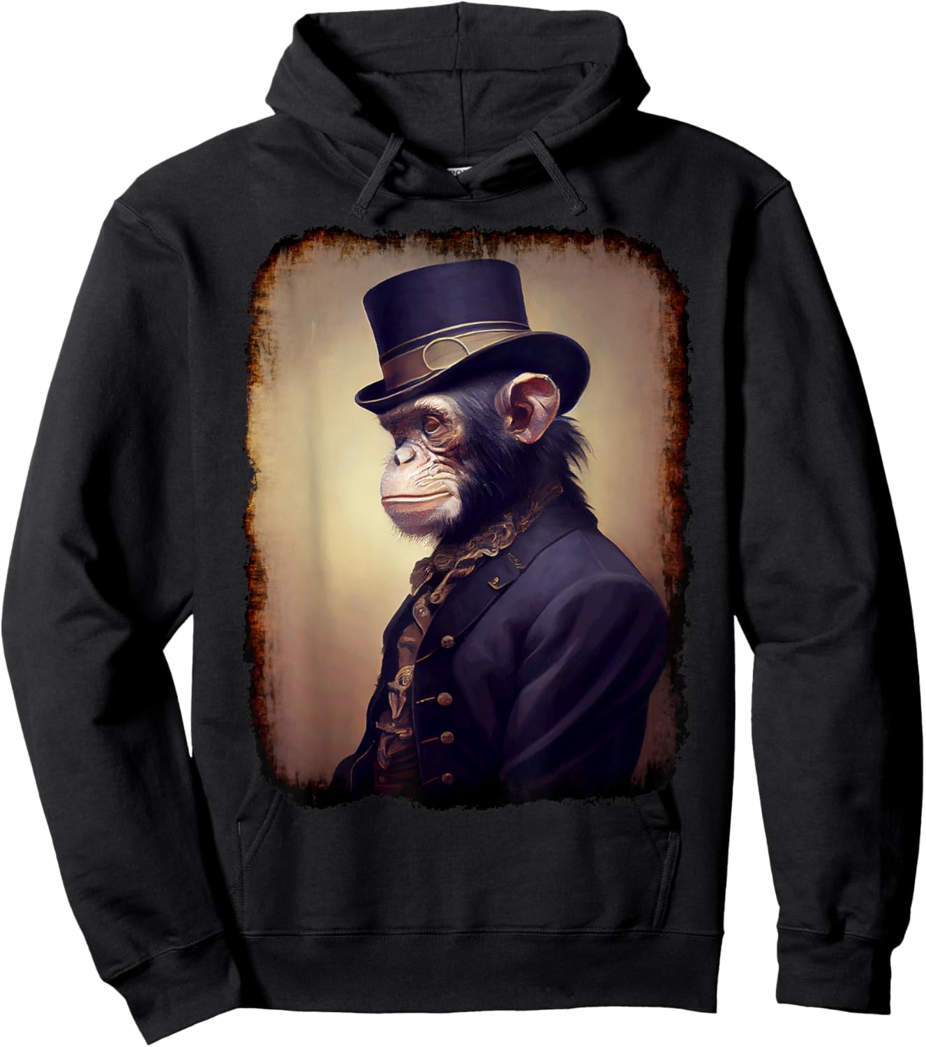 Victorian Style Portrait Of A Chimpanzee, Steampunk, Monkey Hoodie - Hoodie | Black