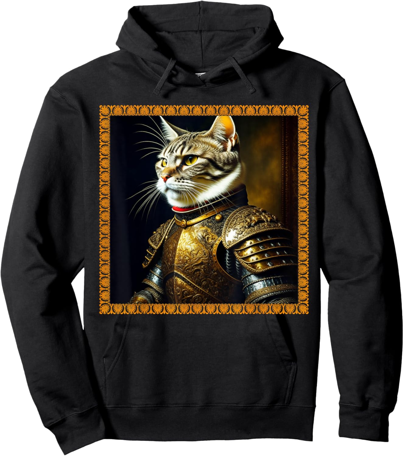 FUNNY CAT MEDIEVAL PORTRAIT RENAISSANCE Oil Painting Pet Hoodie - Hoodie | Black