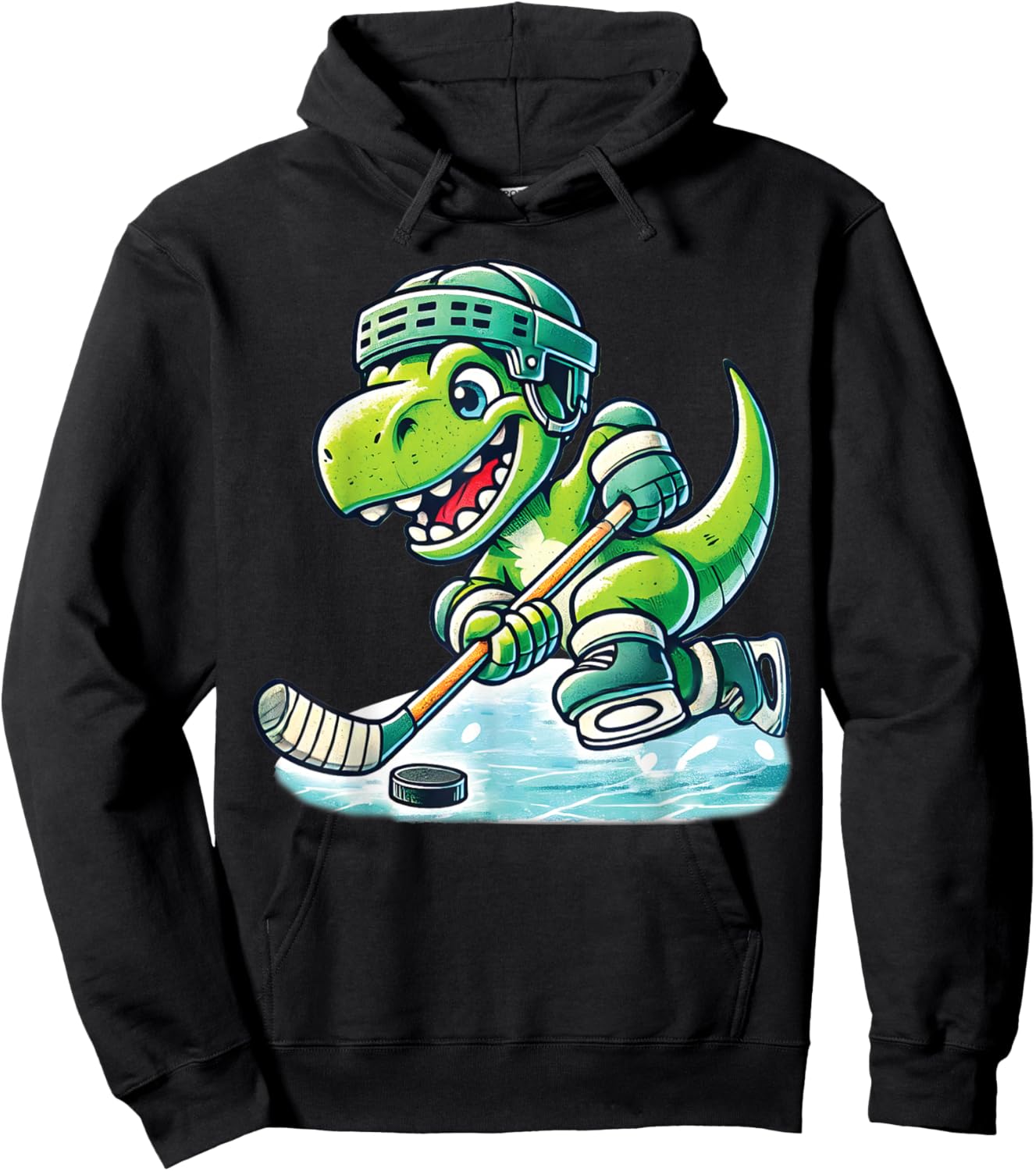 Hockeysaurus Dinosaur Ice Hockey Trex Kids Boys Ice Hockey Hoodie - Hoodie | Black