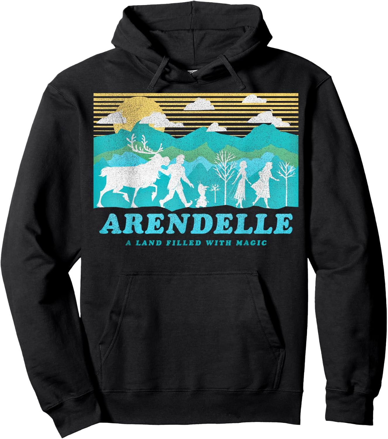 Disney Frozen 2 Arendelle Group Silhouette Poster Hoodie - Hoodie | Black