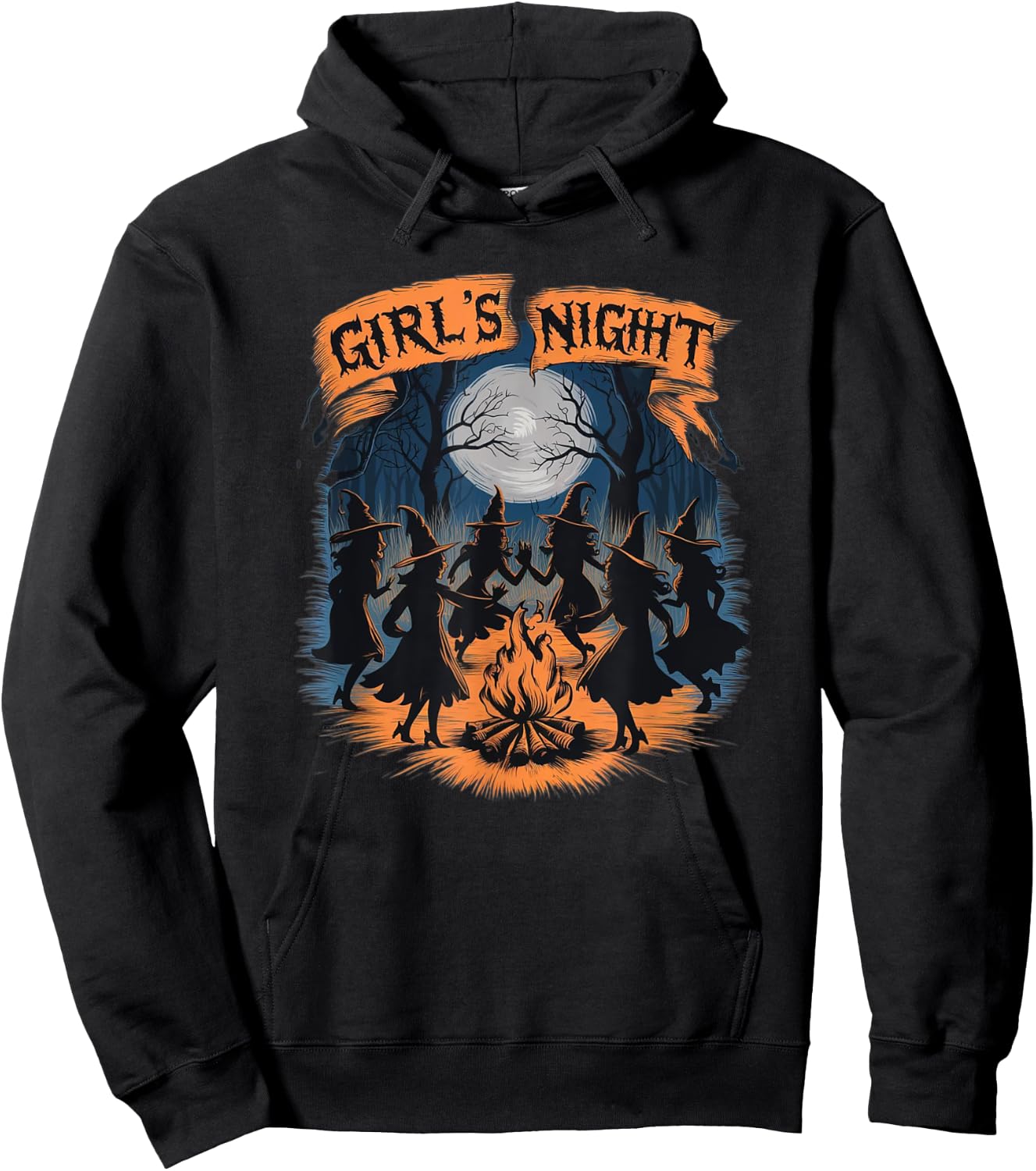 Girls' Night Witch Coven Halloween Design Spooky Fun Artwork Hoodie - Hoodie | Black