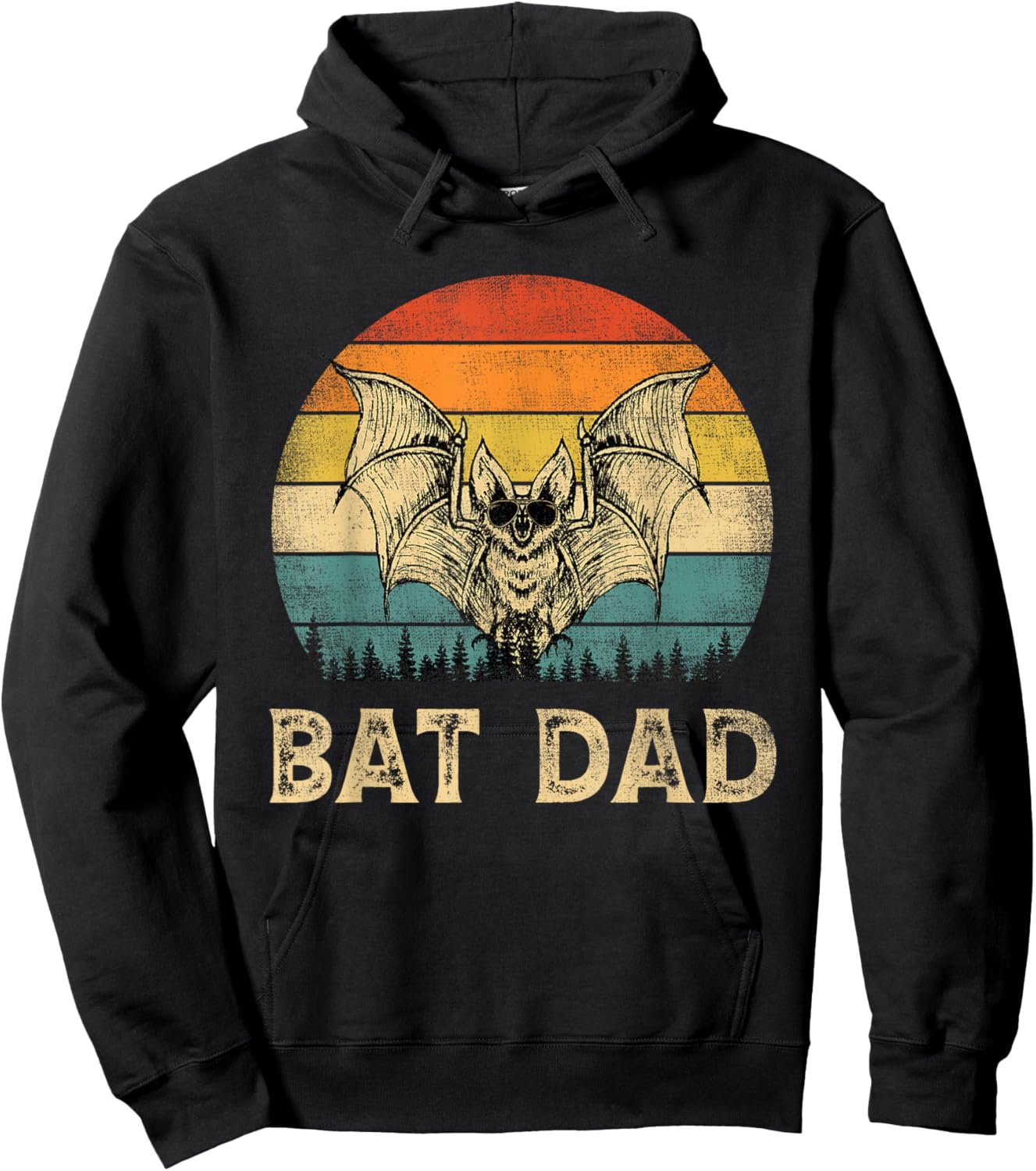 Vintage Bat Dad Bat Lovers Daddy Father's Day Hoodie - Hoodie | Black