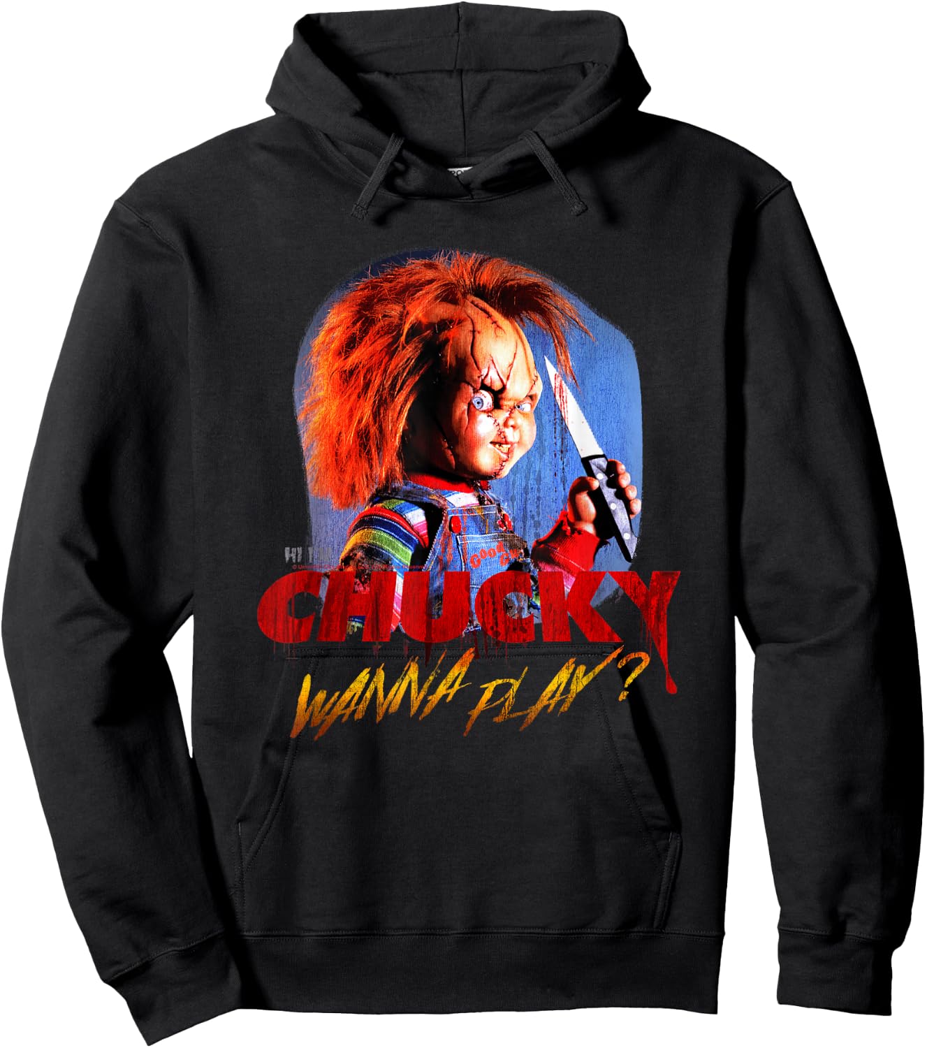 Child's Play Chucky Wanna Play Creepy Portrait Small Hoodie - Hoodie | Black