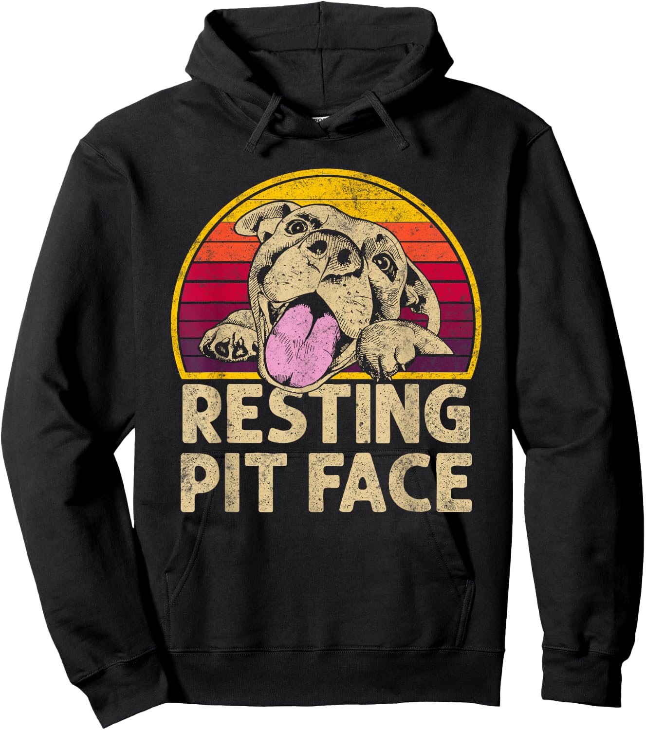 Dog Pitbull Resting Pit Face Funny Gift Pitbull Lovers Men Women Hoodie - Hoodie | Black