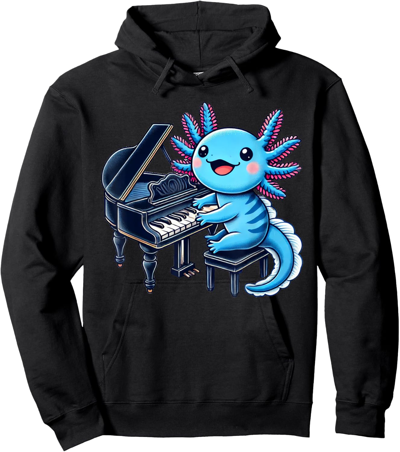 Axolotl Playing Piano Axolotls Musician Music Hoodie - Hoodie | Black