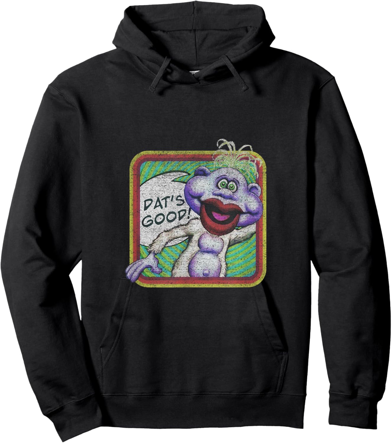 Jeff Dunham Peanut Retro Washed -Adult , Black, Small, Short Sleeve, Cartoon, Retro, Straight Fit, Polyester 100% Hoodie - Hoodie | Black