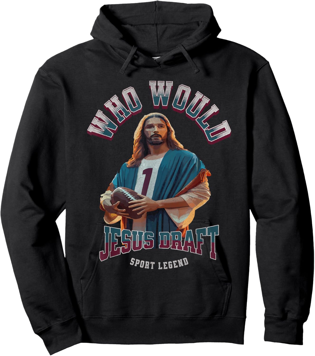Who Would Jesus Draft Fantasy Football Christian Draft Party Hoodie - Hoodie | Black