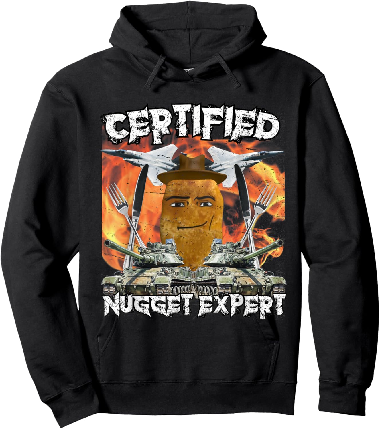 Cowboy-Meme mit Chicken Nugget Man Face Hoodie - Hoodie | Black