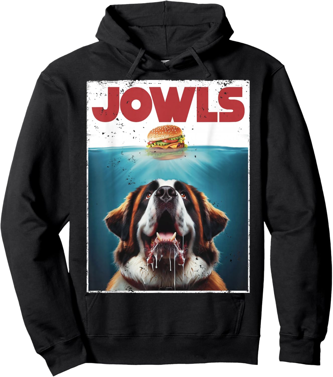 Funny St. Bernard, Jowls Burger, Saint Giant Dog Mom, Dad Hoodie - Hoodie | Black