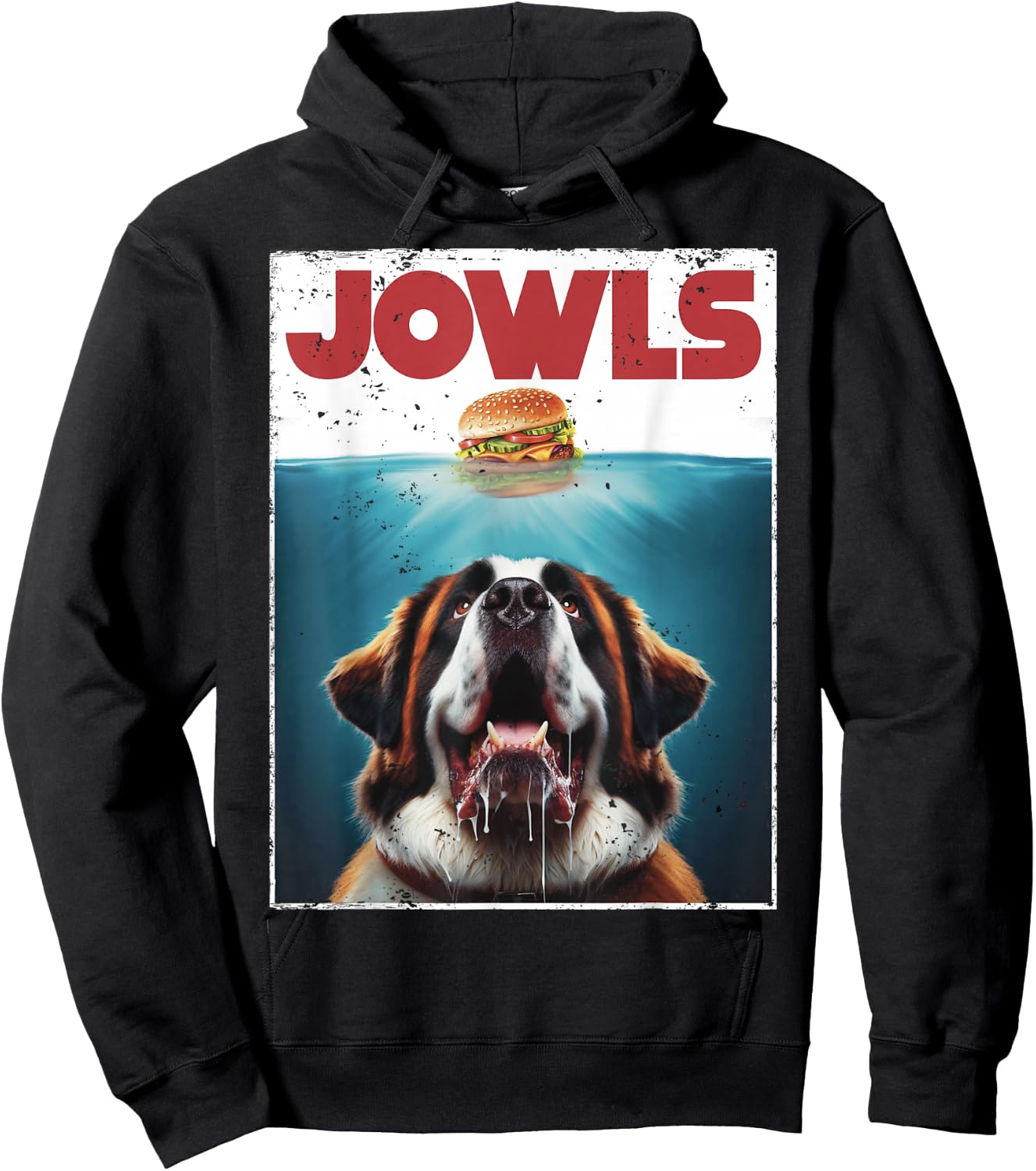 Funny St. Bernard, Jowls Burger, Saint Giant Dog Mom, Dad Hoodie - Hoodie | Black