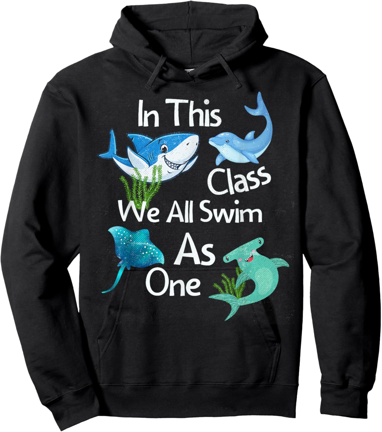 Back To School Shark Ocean Life Inclusive Elementary Teacher Hoodie - Hoodie | Black