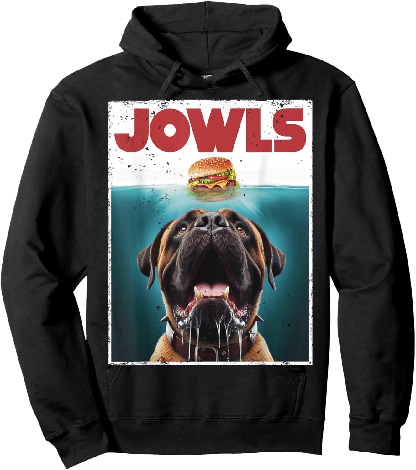 Cute English Mastiff Jowls Burger, Bullmastiff, Dog Mom, Dad Hoodie - Hoodie | Black