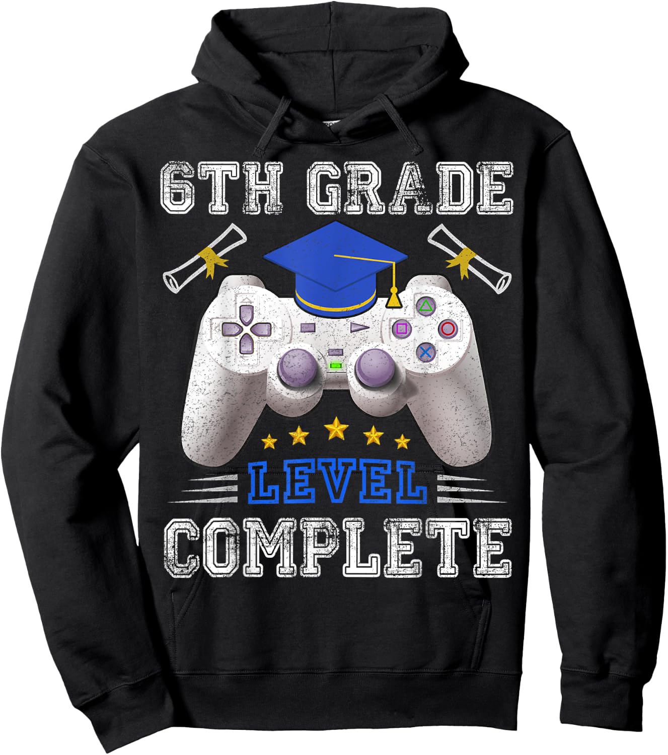 6th Grade Level Complete Gamer Class Of 2025 Graduation Hoodie - Hoodie | Black