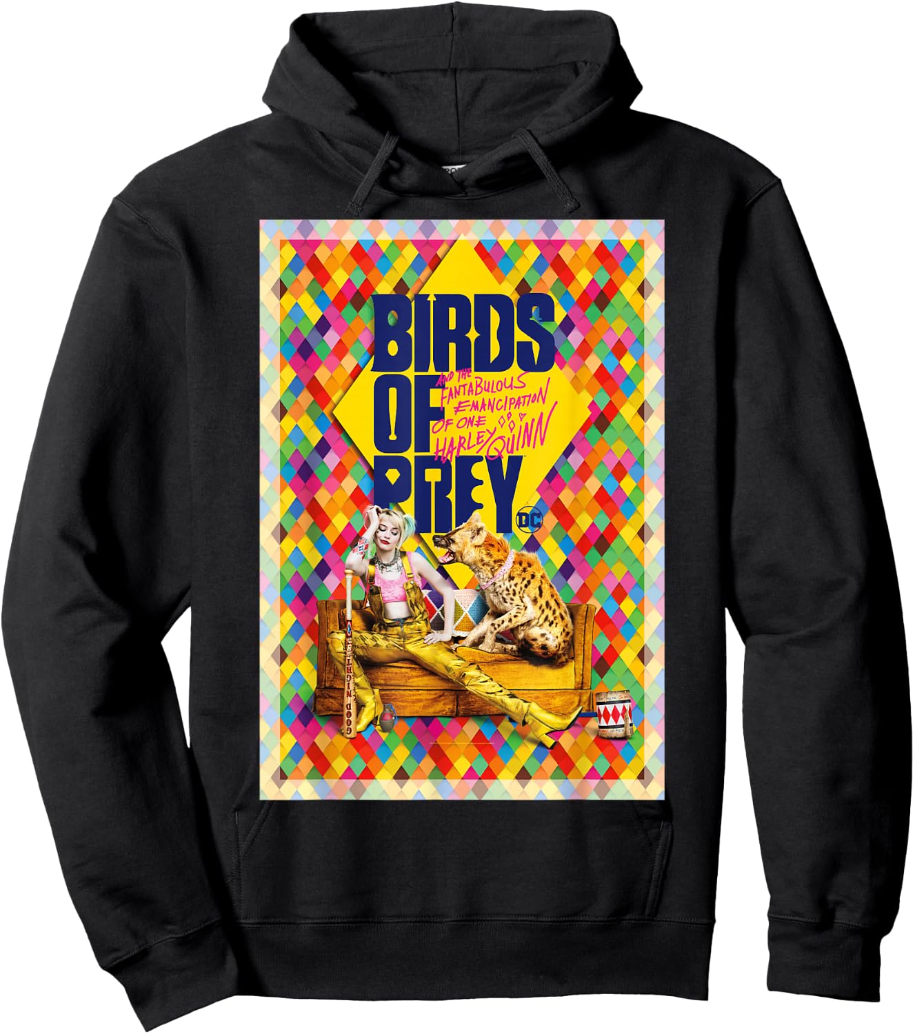 Birds Of Prey Harley Quinn Colorful Diamonds Poster Hoodie - Hoodie | Black