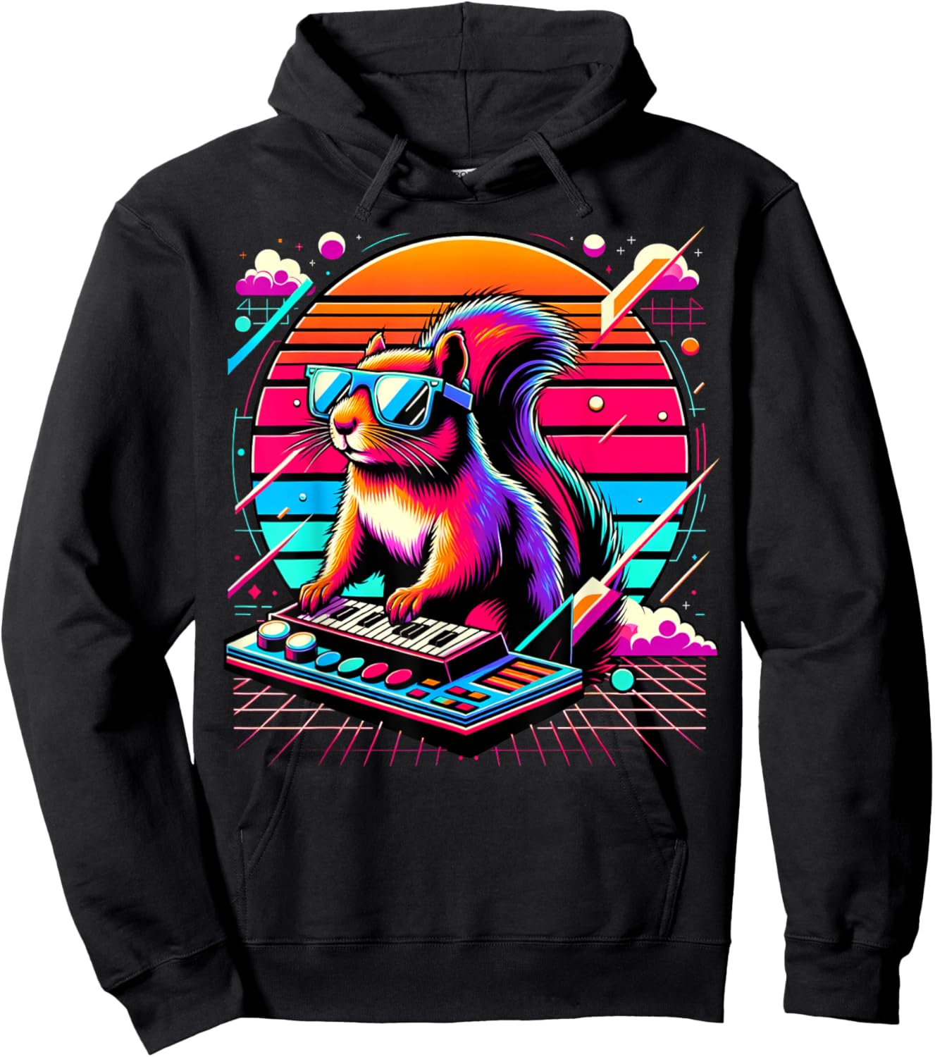 and Kids Vintage Retro Squirrel Lover Hoodie - Hoodie | Black