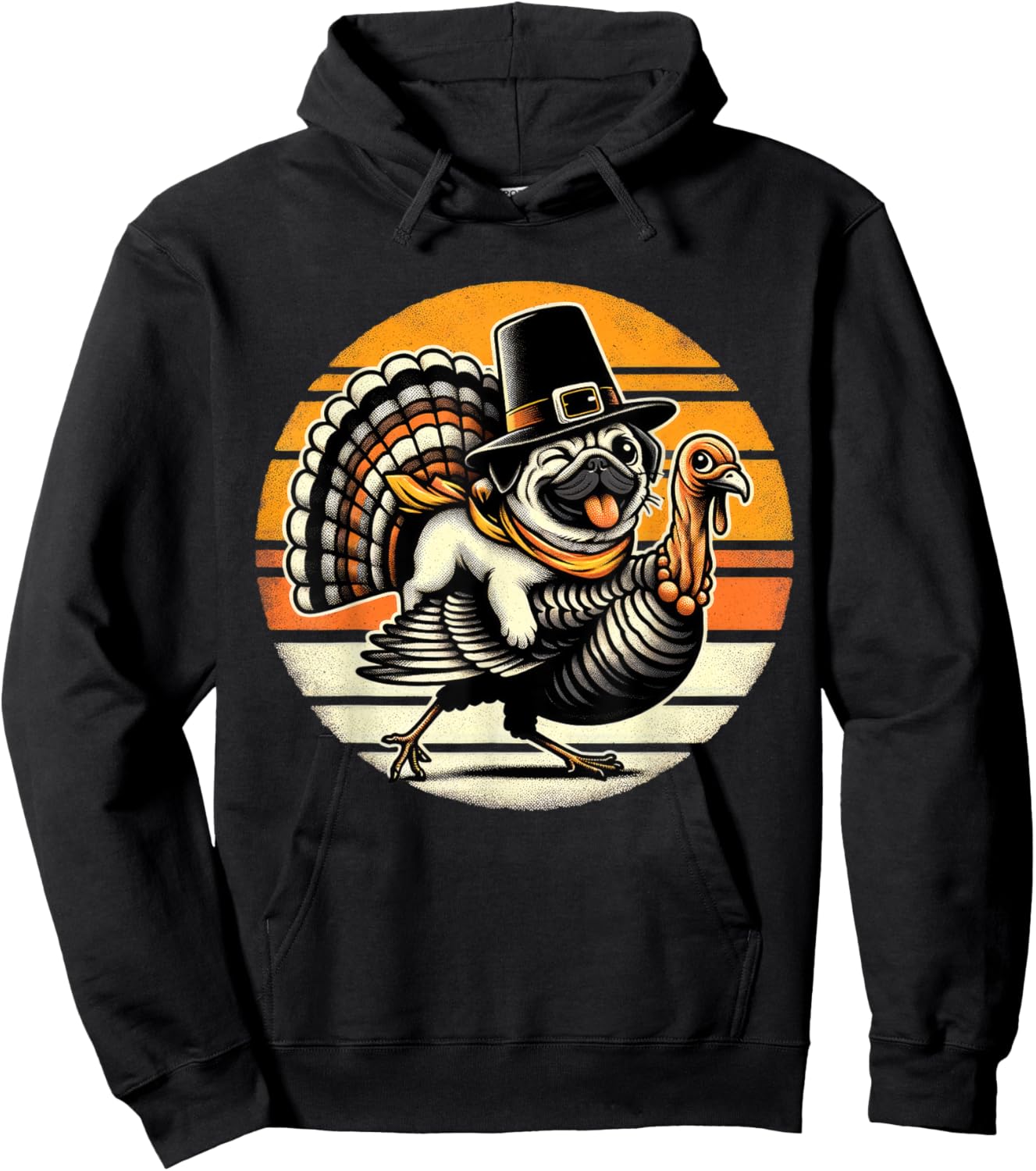 Thanksgiving Pug Pilgrim Gifts Men Pug Dog Lover Hoodie - Hoodie | Black