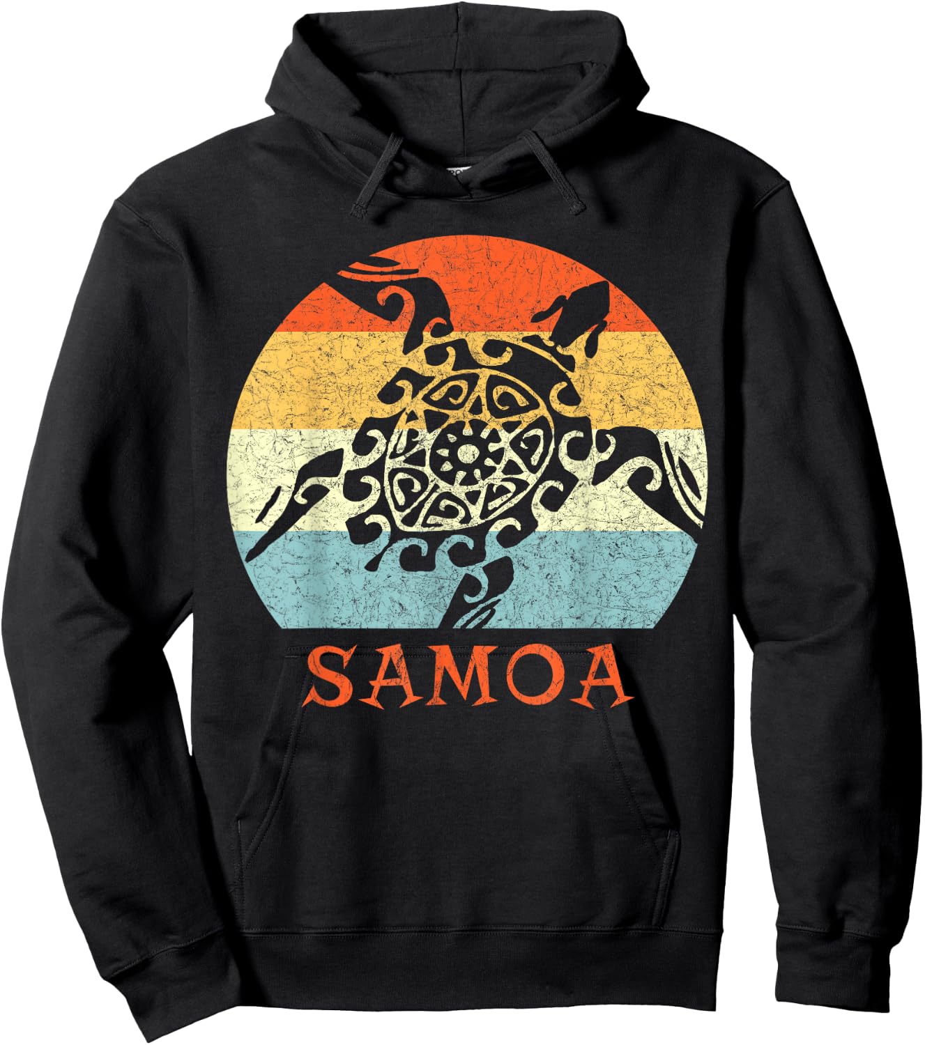 Samoa,Vintage Retro Turtle Vacation Gift Hoodie - Hoodie | Black
