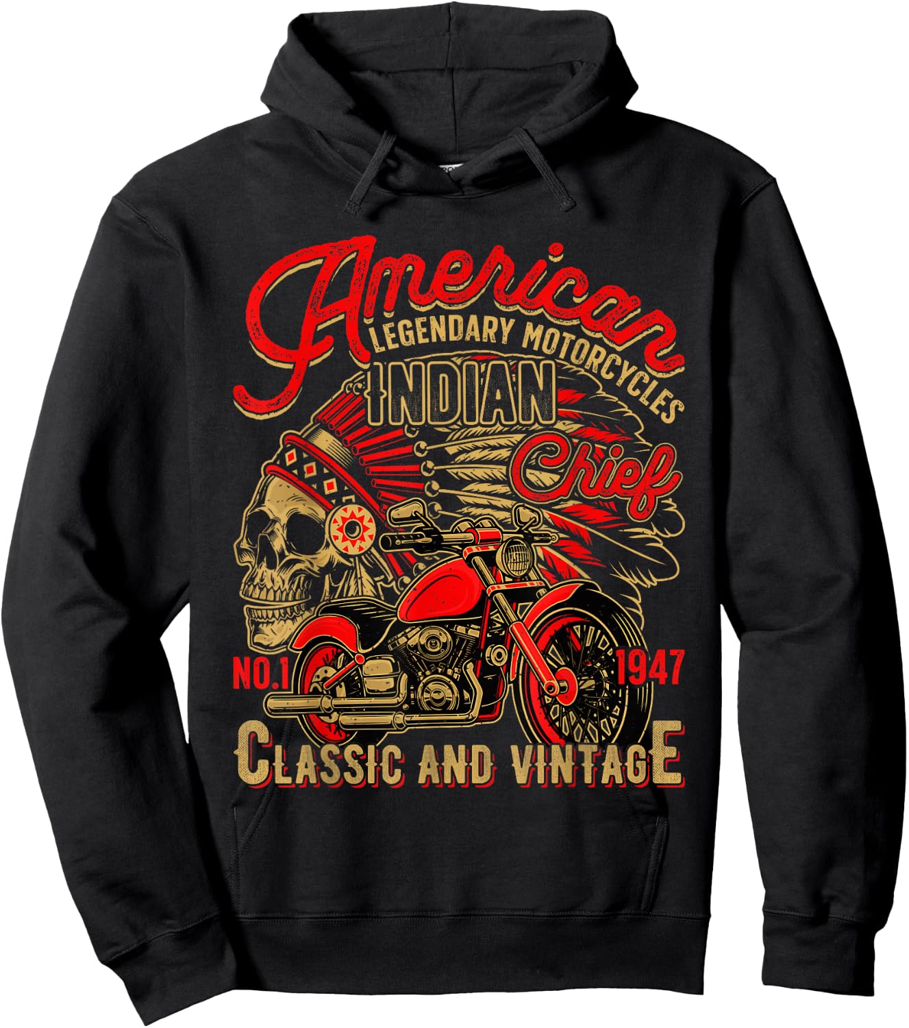 Christmas Motocross Motorcycle Biker Vintage Retro American Hoodie - Hoodie | Black