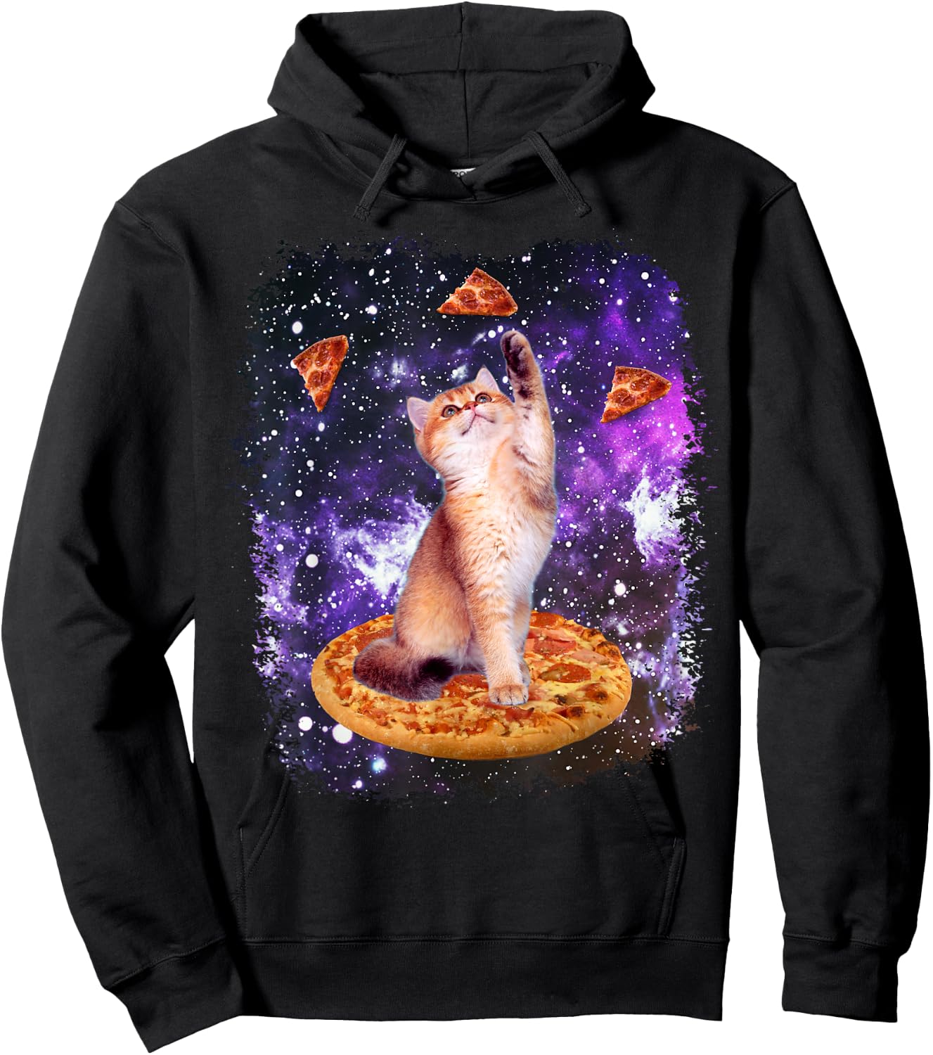 Space Cat Pizza Cat Galaxy Cute Kitty In Space Pizza Lovers Hoodie - Hoodie | Black