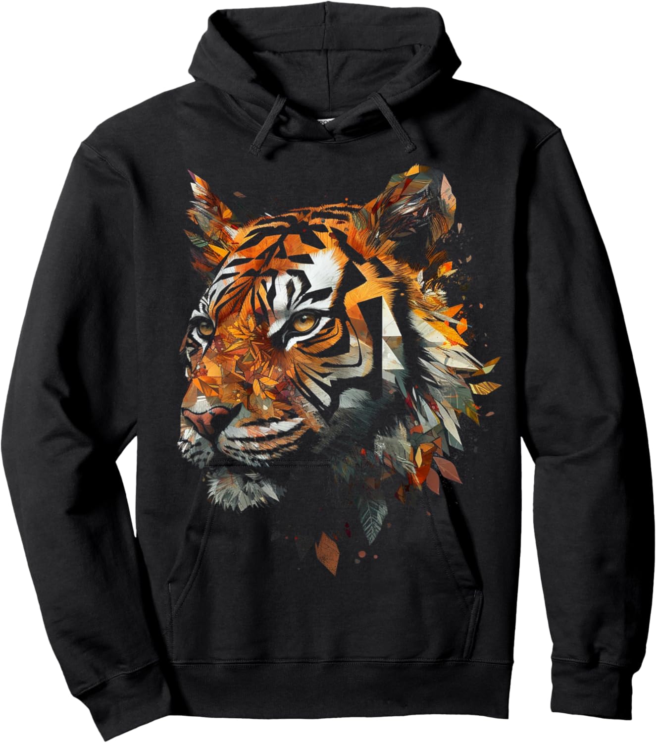 Tiger Artwork Autumn Leaves - Zoo Animal Tiger Hoodie - Hoodie | Black