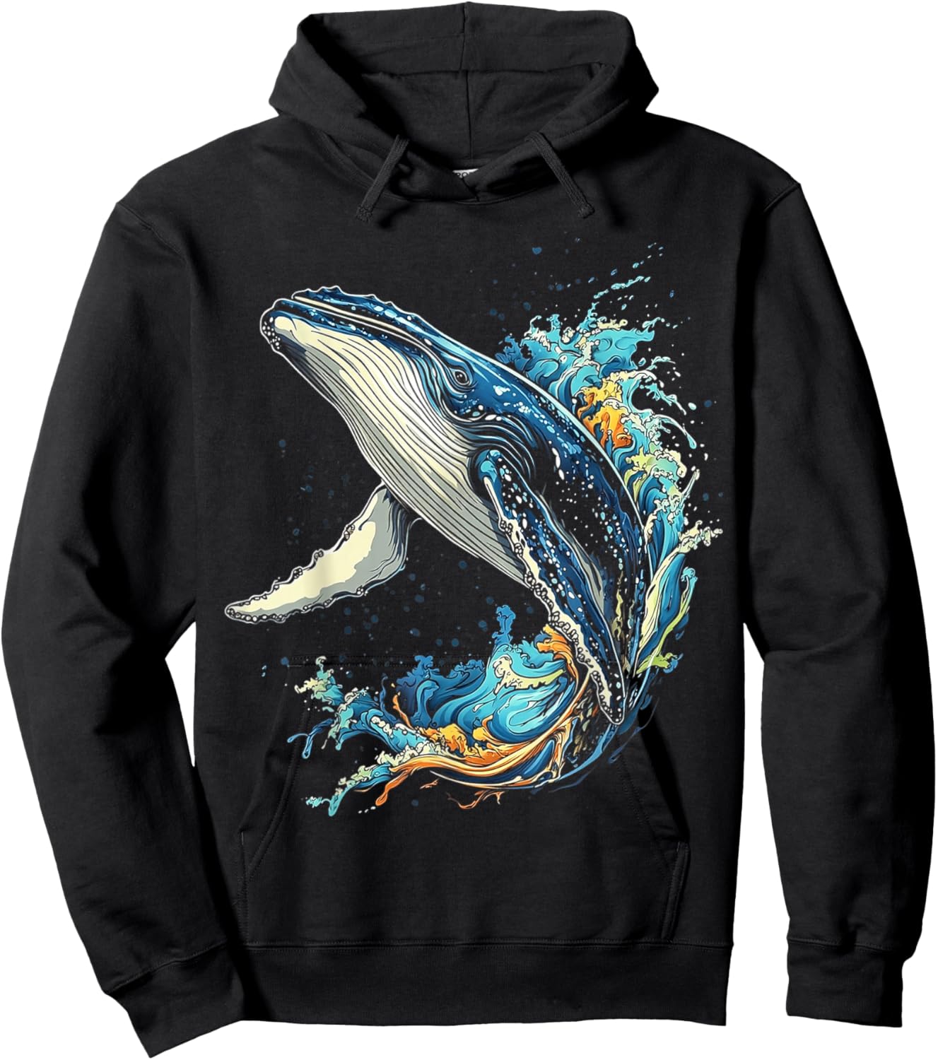 Buckelwal Tier Grafik Illustration Buckelwal Hoodie - Hoodie | Black