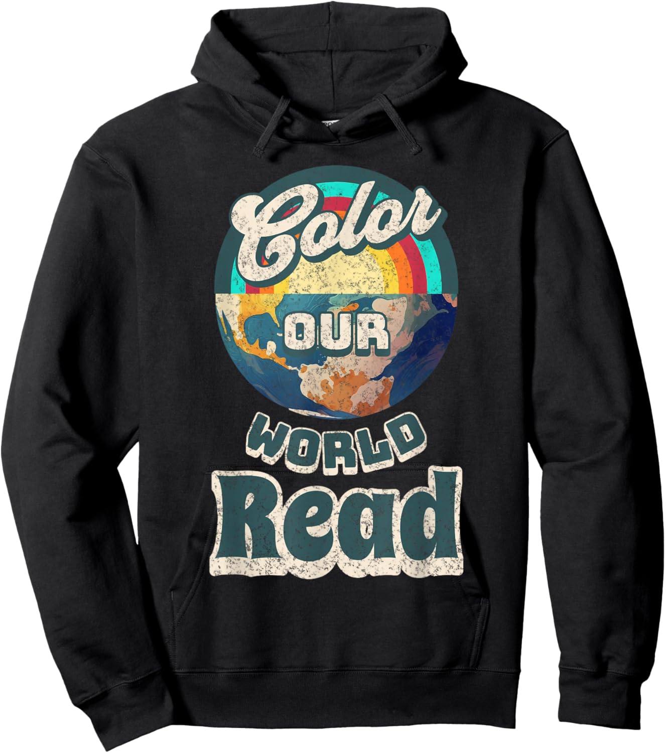 Reading is a Super Power Color Our World READ Hoodie - Hoodie | Black