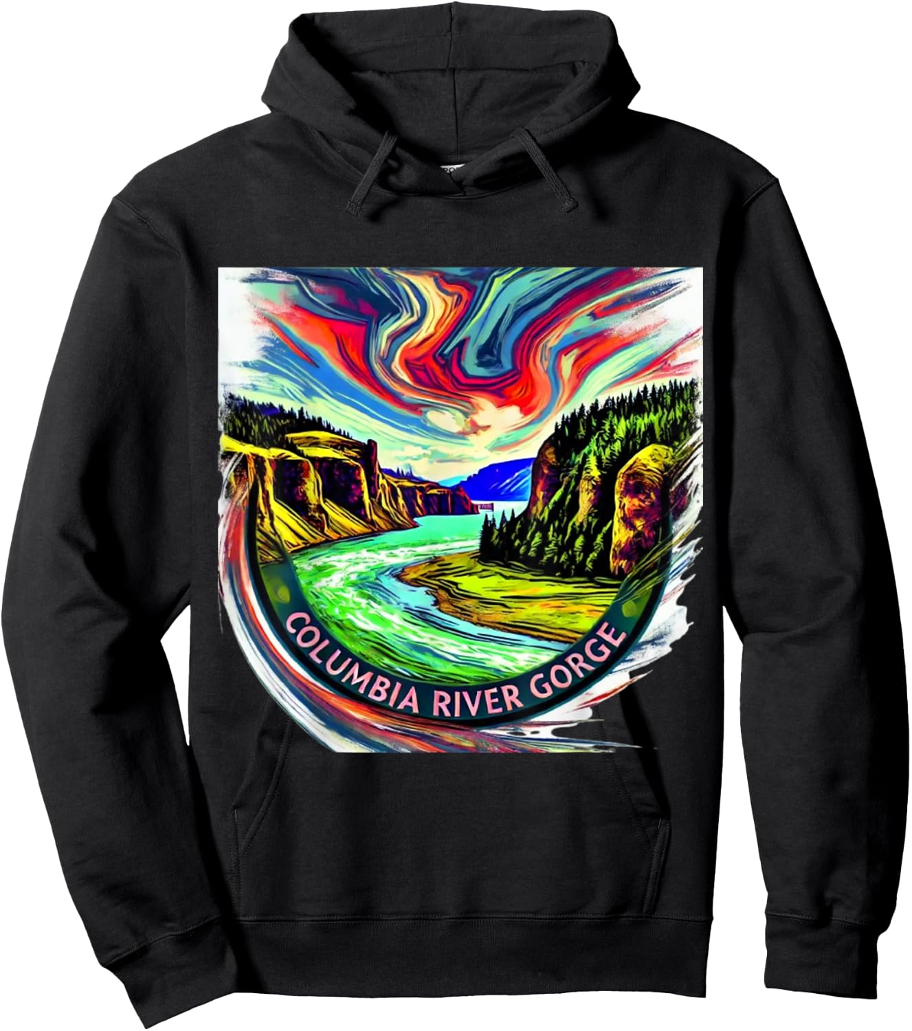 Columbia River Gorge artsy Hoodie - Hoodie | Black