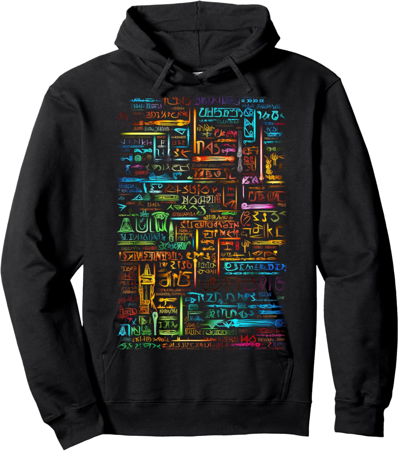 Colorful Art Graphic Motif Artwork Hoodie - Hoodie | Black