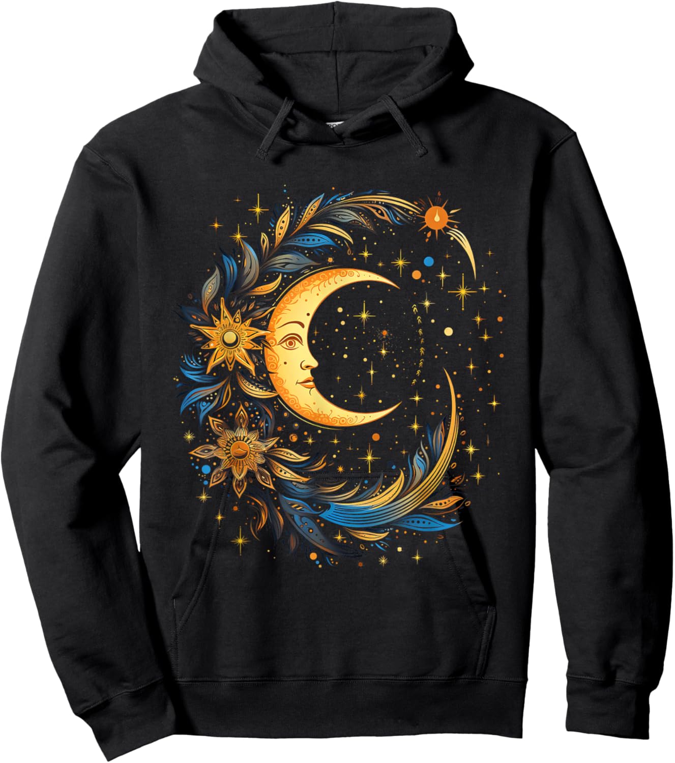 Mystic Sun and Moon Woman Mystical Flowers Aesthetic Hoodie - Hoodie | Black