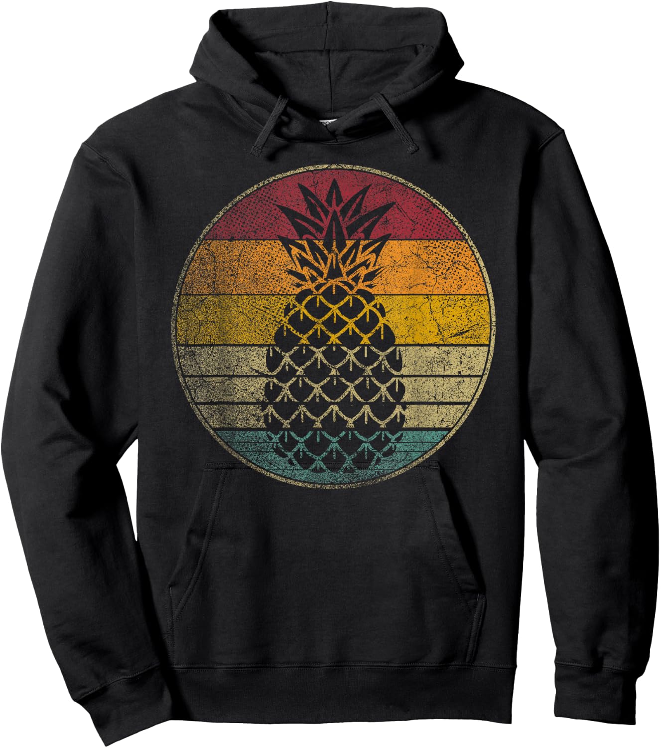 Pineapple Shirt Fruit Retro Style Vintage 70s 80s 90s Gift Hoodie - Hoodie | Black