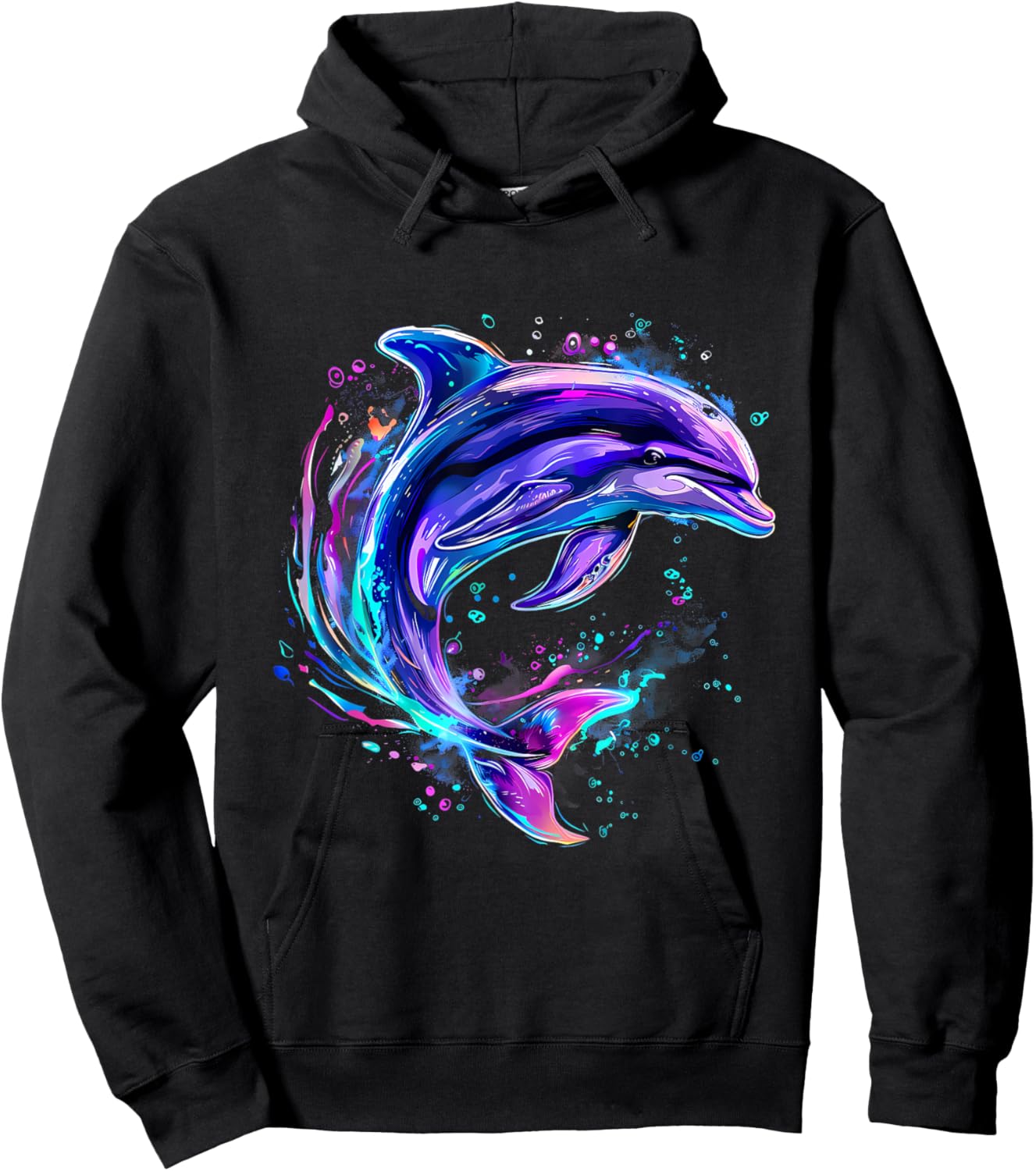 Dolphin Watercolor Sea Ocean Animal Ocean Sea Dolphin Hoodie - Hoodie | Black
