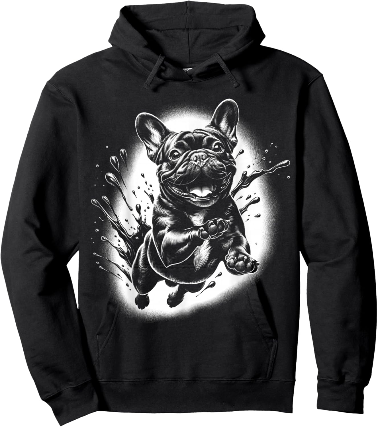 French Bulldog with Cool Paint Spots Hoodie - Hoodie | Black